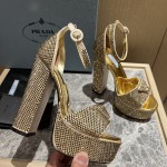 Prada High Heel Satin Thick Sole Sandals