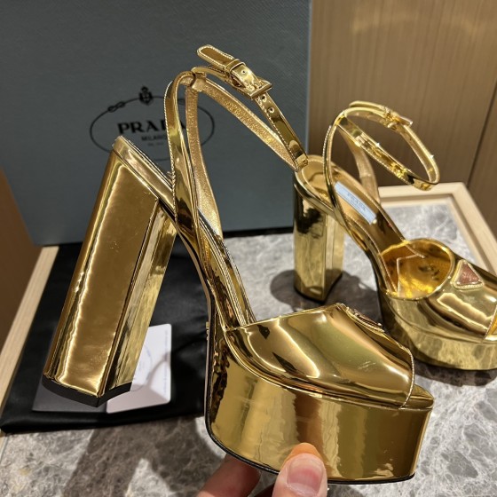 Prada High Heel Satin Thick Sole Sandals