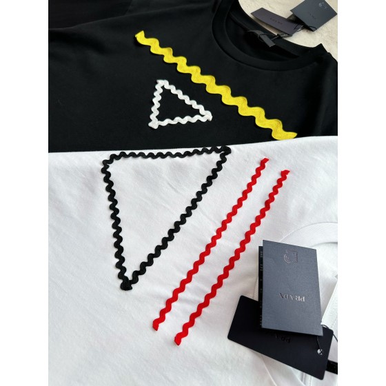 Prada's New Contrast Triangle Ribbon Triangle Short Sleeve