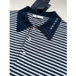 Prada Sports Casual Pinstripe Knitted Polo Shirt