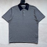 Prada Sports Casual Pinstripe Knitted Polo Shirt