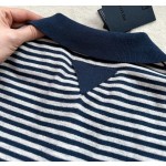 Prada Sports Casual Pinstripe Knitted Polo Shirt