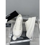 CHANEL Full Leather Silk Face Thick Sole Cookie Shoes