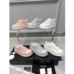 CHANEL Full Leather Silk Face Thick Sole Cookie Shoes