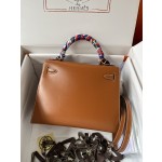 Kelly28cm Golden Brown Gold Buckle Box Leather