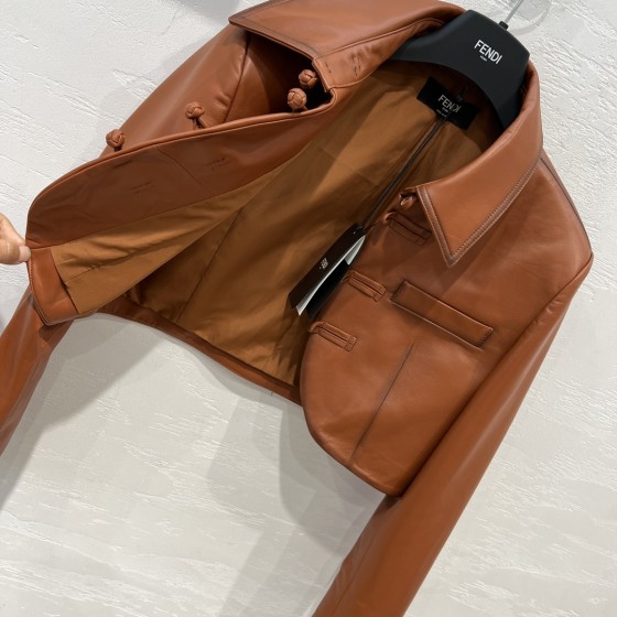 Fendi Chinese Style Temperament Short Jacket Leather Coat