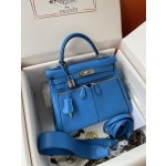 Kelly Lakis 28cm 7T Nixon Blue Silver Buckle Imported swift leather hand-sewn wax thread