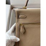 Kelly Lakis 28cm S2 trench coat gray gold buckle Imported swift leather hand-sewn wax thread