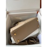 Kelly Lakis 28cm S2 trench coat gray gold buckle Imported swift leather hand-sewn wax thread