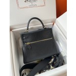 Kelly Lakis 28cm 89 black gold buckle imported swift leather hand-sewn wax thread