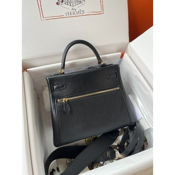 Kelly Lakis 28cm 89 black gold buckle imported swift leather hand-sewn wax thread