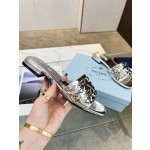 Prada Riveted Metal Heel Sandals