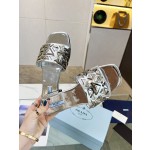 Prada Riveted Metal Heel Sandals