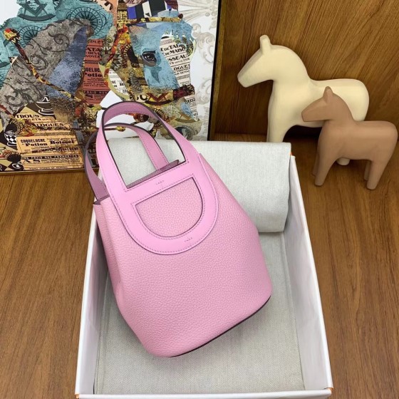 Pig nose vegetable basket 18cm imported Clemence leather mallow purple silver buckle