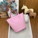 Pig nose vegetable basket 18cm imported Clemence leather mallow purple silver buckle