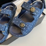 CHANEL Classic Enamel Colorful Button Velcro Sandals