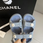 CHANEL Classic Enamel Colorful Button Velcro Sandals