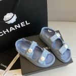 CHANEL Classic Enamel Colorful Button Velcro Sandals