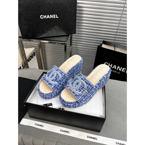 CHANEL Full Leather Silk Face Thick Sole Cookie Shoes
