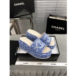 CHANEL Full Leather Silk Face Thick Sole Cookie Shoes