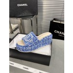 CHANEL Full Leather Silk Face Thick Sole Cookie Shoes