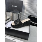 CHANEL Full Leather Silk Face Thick Sole Cookie Shoes