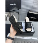 CHANEL Full Leather Silk Face Thick Sole Cookie Shoes