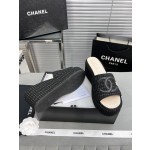 CHANEL Full Leather Silk Face Thick Sole Cookie Shoes