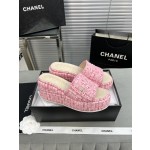 CHANEL Full Leather Silk Face Thick Sole Cookie Shoes