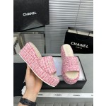 CHANEL Full Leather Silk Face Thick Sole Cookie Shoes