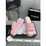 CHANEL Full Leather Silk Face Thick Sole Cookie Shoes
