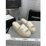 CHANEL Full Leather Silk Face Thick Sole Cookie Shoes