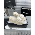CHANEL Full Leather Silk Face Thick Sole Cookie Shoes