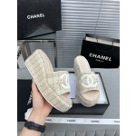 CHANEL Full Leather Silk Face Thick Sole Cookie Shoes