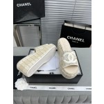 CHANEL Full Leather Silk Face Thick Sole Cookie Shoes
