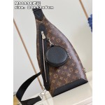 Louis Vuitton-Shoulder Bag Stitching Monogram Canvas and Taiga Calfskin