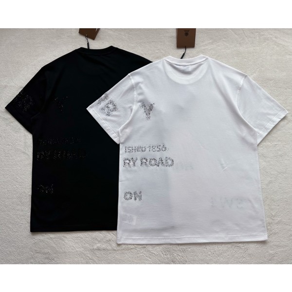 Burberry Hot Diamond Decorative Round Neck T-shirt