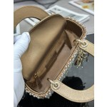 DIOR Princess Diana's Three Grid Series Embroidery Full Diamond Gold