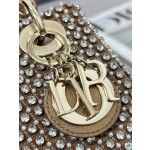 DIOR Princess Diana's Three Grid Series Embroidery Full Diamond Gold