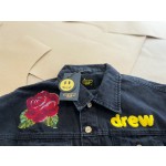 Drew House Rose Skeleton Pirate Embroidered Printed Denim Flocking Coat