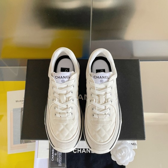 CHANEL twill woolen patchwork casual sports shoes