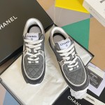 CHANEL twill woolen patchwork casual sports shoes