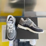 CHANEL twill woolen patchwork casual sports shoes