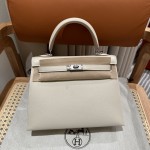 KellyKelly25cm, Milkshake White, Palm Leather, Silver Buckle