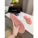 CHANEL denim chain herringbone slippers