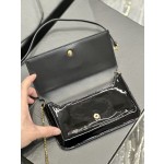 SAINT LAURENT  黑色漆皮配金扣 型号：635095