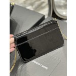 SAINT LAURENT  黑色漆皮配金扣 型号：635095