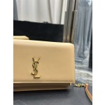 SAINT LAURENT  杏色平纹配金扣 型号：635095