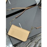 SAINT LAURENT  杏色平纹配金扣 型号：635095