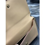 SAINT LAURENT  杏色平纹配金扣 型号：635095